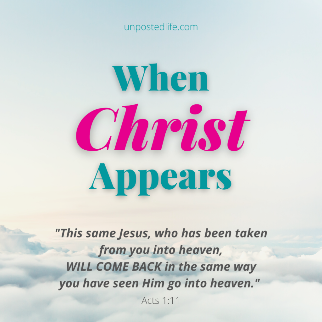 When Christ Appears, He will come back as He left